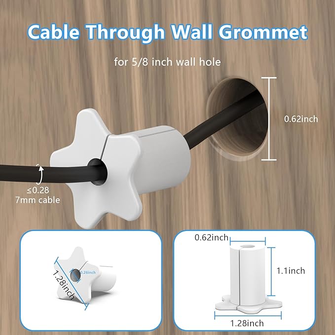 Starlink Cable Grommet for 5/8 Inch Wall Hole,Starlink Wall Grommet,Silicone Wall Cable Grommet for Starlink Ethernet Cable(White,4PCS)