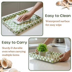 CHI AN HOME 15.8" x 11.8" Decorative Rectangular Tray with Natural Capiz Shells, Checkered Tray with Handles, Serving Tray for Ottoman, Coffee Table, Kitchen Counter Home Decor (Pistachio Green)