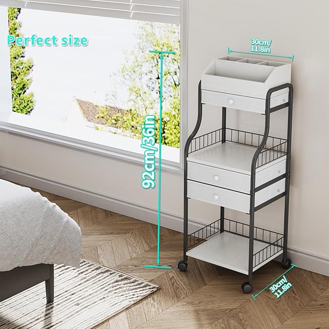 HapiRm Floor Makeup Organizer Storage - Vanity Skincare Make Up Organizers and Storage with Drawers, Cosmetics Display Cases Holder for Skin Care Nail Polish Perfume Makeup Brush