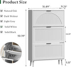 Xixini Shoe Storage Cabinet with 3 Flip Drawers, 50" Tall Narrow Wood Fluted Shoe Organizer for Entryway, Freestanding Wooden Hidden Slim Shoe Rack for Front Door Entrance, Hallway, Foyer, Solid White