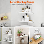 Fikoksol Shower Caddy, 2 Pack Bathroom Corner Shelf, Triangle Shelf Storage for Bathroom Shower, White Metal Shower Shelf & Rustproof Wall Mounted Adheisve Glue Organizer Accessories and Essentials