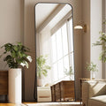 Full Length Mirror 71"x26" Arched Floor Standing Large Mirrors Full Body Mirror with Stand - with Aluminum Frame for Bedroom Living Room, Black