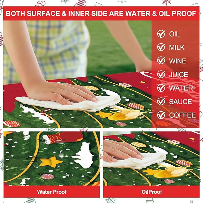 Picnic Table Cover with Bench Covers Set of 3, Elastic Fitted Tablecloth for 6 Foot Tables, Washable Polyester Tablecloths for Camping, Indoor & Outdoor