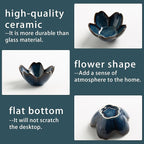 Mecaikru Flower Jewelry Tray Ceramic Ring Dish Jewelry Dish Small Trinket Tray Cute Ring Holder Key Bowl Decorative Plate Gifts For Mom/Sister/Friend, Birthday/Mother's Day/Christmas Gift (blue)