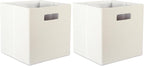 DII Poly-Cube Storage Collection Hard Sided, Collapsible Solid, Large, Off White (Pack of 2)