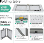 FDW 4FT Folding Table Half Portable Foldable Table Picnic Table for Office Home Camping Party (White, 4 FT)