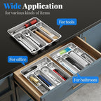 IKOCO 2-Pack Silverware Organizers Stainless Steel Kitchen Drawer Organizer with 5 Compartments, Dishwasher Safe for Spoons Forks Knives (13.8”x11.4”x1.6, Silver)