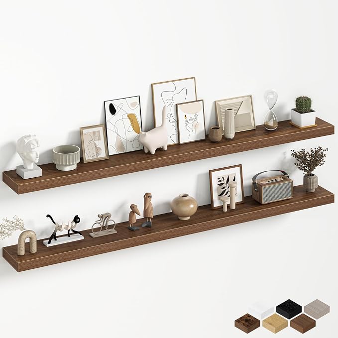 Fun Memories 60 Inch Fireplace Mantel Shelf, Deep Floating Shelves