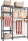VEVOR Clothing Garment Rack, Heavy Duty Closet Wardrobe, Adjustable Tiers Clothes Racks with Steel Frame, for Bedroom, Clothing Store, Hallway