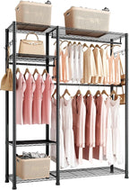VEVOR Clothing Garment Rack, Heavy Duty Closet Wardrobe, Adjustable Tiers Clothes Racks with Steel Frame, for Bedroom, Clothing Store, Hallway