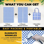 RNOONY 6ft Polyester Picnic Table Cover with Bench Covers Windproof & Waterproof Tablecloth, Perfect for Camping Gifts & RV Essentials, Cool Camping Gadgets, with Carrying Bag, 72x30 Inches, 4Pcs,Blue