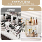 MOKANI 360 Rotating Makeup Organizer for Vanity, 2 Tier Adjustable Perfume Organizer for Dresser, Multi-Function Spinning Cosmetics Skincare Storage for Bedroom, Dresser, Countertop, Amber