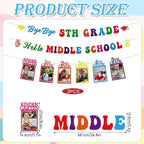 5th Grade Graduation Decorations - 3PCS Bye Bye 5th Grade Graduation Banners Photo Banner Decor, Colorful Primary Elementary School Congrats Grad Party Supplies (No-DIY)