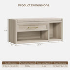 SICOTAS Shoe Benches with Storage Set of 2, Farmhouse 86.6" Extra Wide Entryway Benches with Cushion, Drawer & Tall Boot Shelf, 18.9" Comfort Height Seat for Hallway Bedroom Mudroom, Grey White Oak