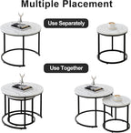 aboxoo Round Nesting Coffee Table Side Table Set of 2 End Tables