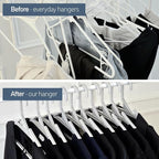 No Hassle-Hangers Best Clothes Hanger Ultra Soft Rubberized Grip Clip Keeps Garments in Place and Off the Floor. Perfect for Wide Neck Silks & Satin Tops, delicates, Athletic wear. (6, Slate Blue)