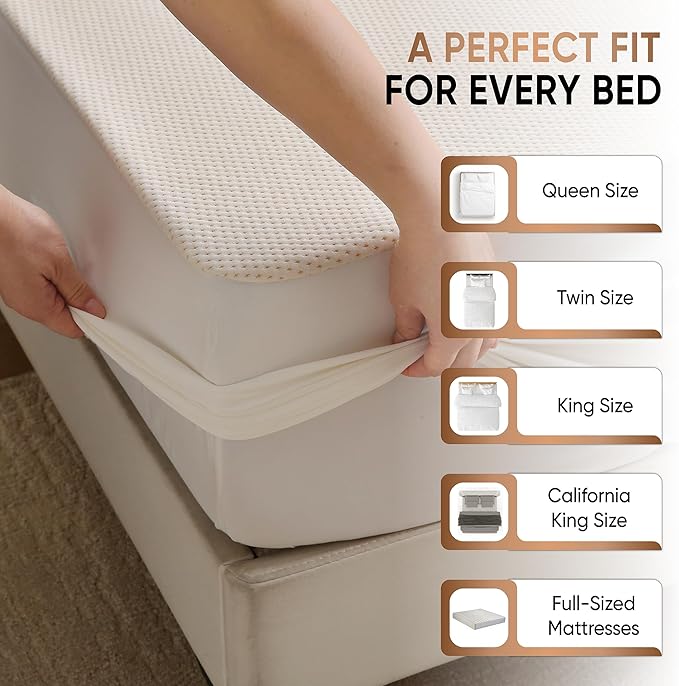 Deluxe Cooling Waterproof Organic Mattress Protector Full - Organic Cotton Percale Breathable Mattress Pad Cover - Naturally Cool for Hot Sleepers – Soft Natural Comfort