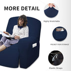Easy-Going 4 Pieces Oversized Recliner Stretch Sofa Slipcover Sofa Cover Furniture Protector Couch Soft with Elastic Bottom Polyester Spandex Jacquard Fabric Small Checks Navy, X-Large