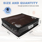 Clear Zippered Storage Bags Plastic Sweater Storage Bags with Zipper 6 Packs Clothing Organizer for Blankets Linen Sweater Bed Sheet Quilt Clothes Pillow (10.5 x 10.5 x 2.5 Inch, Black)
