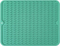 Large 14" x 11" Silicone Dish Drying Mat for Kitchen Counter, Easy clean, Quick Dry, Heat-resistant Dish Drainer Mat for Sink,Refrigerator or Drawer liner (Food Grade Silicone-Green)