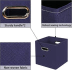 Navy Blue Fabric Storage Bins, 11x11x11, Set of 6, Foldable Cube Bins for Cloth or Accessory Storage