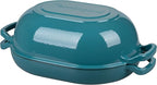 VORRINGARD Enameled Cast Iron Sourdough Bread Oven, Dutch Oven, Loaf Cast Iron Bread Pan for Homemade Bread Baking, Meatloaf Pan with Lid, 7QT, Bluegreen
