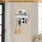 dreampossible Key Holder for Wall Decorative with Shelf and Hooks, Mail Organizer Wall Mount with Sunglasses Holder, Circular Design Entryway Key Rack Hanger, Rustic Home Decor for Mudroom
