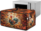 Air Fryer Toaster Oven Cover with Pockets, Stain-resistant Microwave Oven Protector for Kitchen Countertop, S, 14.5 x 18.5 x 9 Inches, Chicken Rooster Pumpkin Fall Leaves