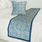 The HomeCentric King/Queen/Twin Blue Decorative CA King 86"x18" Bed Runner Without Pillow Cover, Indigo, Printed & Quilted Bed Scarf on Suede Fabric - Indigo Centric