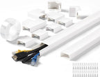 220in Wall Cord Hider Kit, LZEOY Large Capacity Wire Hider for Cords, White Cable Cover Wall Kit, Paintable Hide TV Cords for Wall Mount TV, Cable Concealer Cable Channel: 14 x L15.7in W1.18 H0.63in