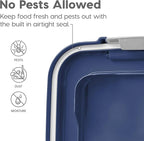 IRIS USA Dog Food Storage Container, 30 lbs & 11 lbs Combo, Cat Food Storage Container, Dog Treat Container, Airtight, Stackable, 2-Cup Scoop, Wheels, Easy Mobility, Navy