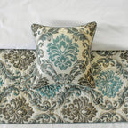 The HomeCentric King/Queen/Twin Blue Decorative Full 68"x18" Bed Runner with Pillow Cover, Damask Bed Scarf on Jacquard Fabric - Royal Elegance