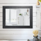 AAZZKANG Black Mirrors for Wall 50 x 40 cm with Rectangle Wood Framed Decorative Wall Mirror for Bedroom Living Room Bathroom Entryway
