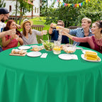 16 Pack Green Plastic Tablecloth for Round Tables, Premium Decorative Green Disposable Table Cloths for Parties, Round Party Table Cover for Birthday Anniversary Graduation Picnic Party, 84 Inch