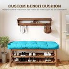 Bench Cushion 48 inches,Indoor/Outdoor Non-Slip Tufted Cushions, Premium Waterproof Linen, Soft Piano Sofa Cushions, Entryway Storage, Bay Window, High-Density Memory Foam(Light Blue-48x16x4in)