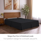 Mellanni Bed Skirt Queen Size - Bed Skirting - 15-Inch Tailored Drop Pleated Dust Ruffle - Hotel Luxury Bedding - Wrinkle, Fade, Stain Resistant - 1 Bedskirt (Queen, Black)