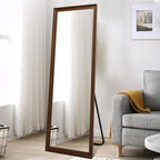 Full Length Mirror Wood Frame, 65x22in Floor Mirror Wall Full Body Mirror with Standing, Leaning Hanging for Bedroom,Living Room, Large Wooden Frame, Walnut