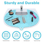 Sink Topper Bathroom Counter Cover & Storage Saver, Foldable Mat for Hot Tools, Hair Styling & Makeup, Beauty Brush Cleaning Mat, RV Camper Sink Cover & for Small Spaces (Standard Pacific Blue)