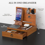 upcessory Nightstand Organizer, Wood Bedside Organizer Docking Station, Gifts for Men, Nightstand Drawer Organizer for Cellphone, Watch, Sunglasses & Accessorie