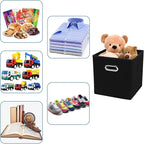 Black Fabric Cubby Storage Bins，13x13x13 Inches ，Cube Organizer Bin Foldable Storage Boxes with Dual Handles Fabric Organizer Box and collapsible Storage basket，Set of 3 ，Black