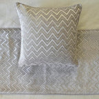 The HomeCentric King/Queen/Twin Silver Decorative CA King 86"x18" Bed Runner Without Pillow Cover, Chevron Bed Scarf on Jacquard Fabric - Silver Gleam Chevron