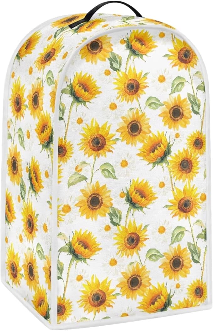 Sunflower Blender Covers for Kitchen Yellow Appliance Cover Washable Anti-Stain Oil-Proof Food Processor Dust Cover Foldable Kitchen Accessory Gift for Friends