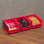Akro-Mils 30210 AkroBins Plastic Storage Bins, Space-Saving Stackable Bins for Garage, Pantry, Craft Organization, 5" x 4" x 3", Red, 24-Pack