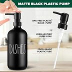 VIMERPA Dish Soap Dispenser, Matte Black Soap Dispenser for Kitchen, Glass Dishes Soap Dispenser with Plastic Pump, 17 Fl Oz Refillable Liquid Soap Bottle Container, Farmhouse Kitchen Decor