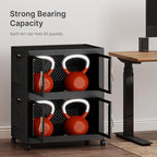 UAMFURI Stackable Storage Bins with Lids, Clear Doors, Large Storage Cabinet Foldable Collapsible Closet Organizers for Bedroom Dorm Office (2, Black, 120, Quarts)