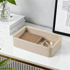 Desk Organizer Tray, PU Leather Nightstand Organizer Perfume Valet Tray for Men Women, Decorative Vanity Trays Trinket Dish Key Bowl for Entryway Table (Beige, Small)