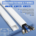 Cord Covers for Wires, Large Cord Hider for Wall Mount TV, White Cable Covers, Hide Cords, 10 x L15.7in W1.54in H0.74in