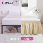 RIMELA Oatmeal Bed Skirt Queen Size 18 Inch Drop, Elastic Bed Skirting for Bed Base and Frame, Bedding Dust Ruffle Easy to Install, Lightweight Wrap Around Adjustable Bedskirt