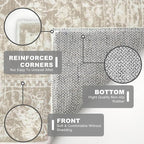 KILOCOCO Moroccan Small Area Rug 2x3 Entryway Rugs Printed Vintage Floral Washable Rug Non-Slip Kitchen Indoor Door Mat, Accent Throw Small Rugs for Laundry Room Bedroom Entrance, Beige