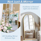 76"X34" Large Floor Mirror Full Length, Gold Arched Full Length Mirror with Stand, Hanging or Leaning Standing Full Body Mirror for Bedroom Living Room Gym, Tempered Glass